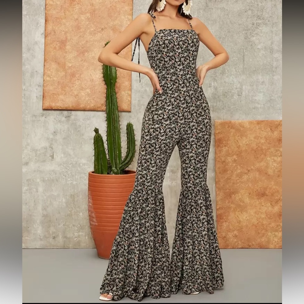 Floral Black Jumpsuit